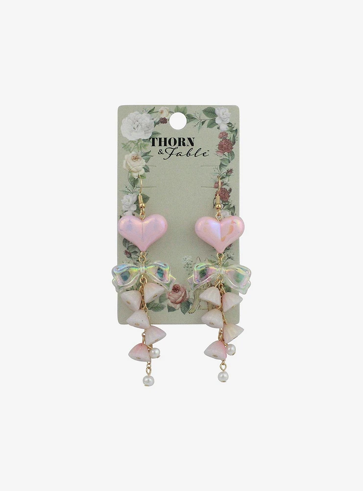 Thorn & Fable Heart Bow Lily Drop Earrings