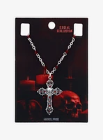 Social Collision Skull Gothic Red Cross Necklace