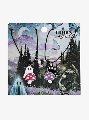Thorn & Fable® Ghost Mushroom Magnetic Best Friend Necklace Set