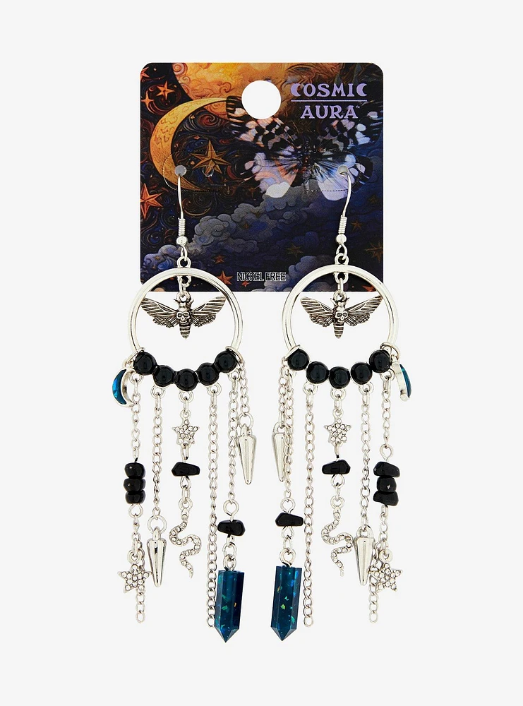 Cosmic Aura Death Moth Creature Dangle Earrings