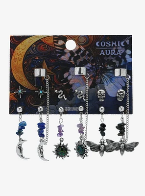 Cosmic Aura Death Moth Celestial Cuff Earring Set