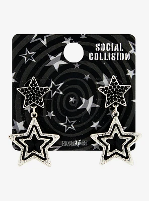 Social Collision Black Star Gem Earrings