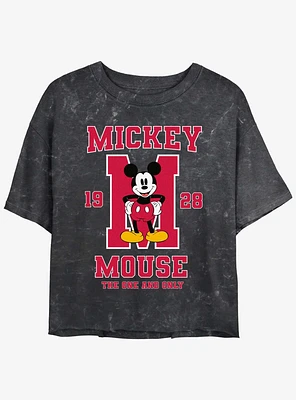 Disney Mickey Mouse The One And Only Girls Mineral Wash Crop T-Shirt