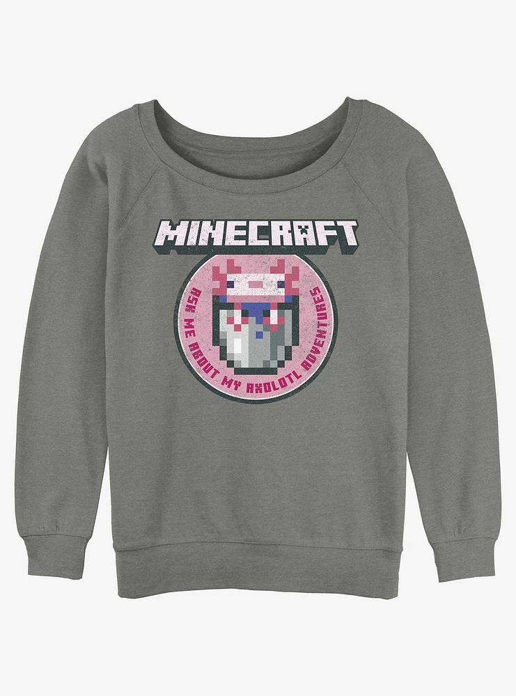 Minecraft Axolotl Adventures Girls Slouchy Sweatshirt