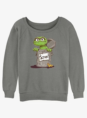 Sesame Street Oscar Scram Sign Girls Slouchy Sweatshirt