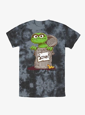 Sesame Street Oscar Scram Sign Tie-Dye T-Shirt