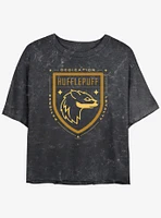 Harry Potter Hufflepuff House Crest Girls Mineral Wash Crop T-Shirt