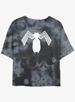 Marvel Spider-Man Symbiote Logo Womens Tie-Dye Crop T-Shirt