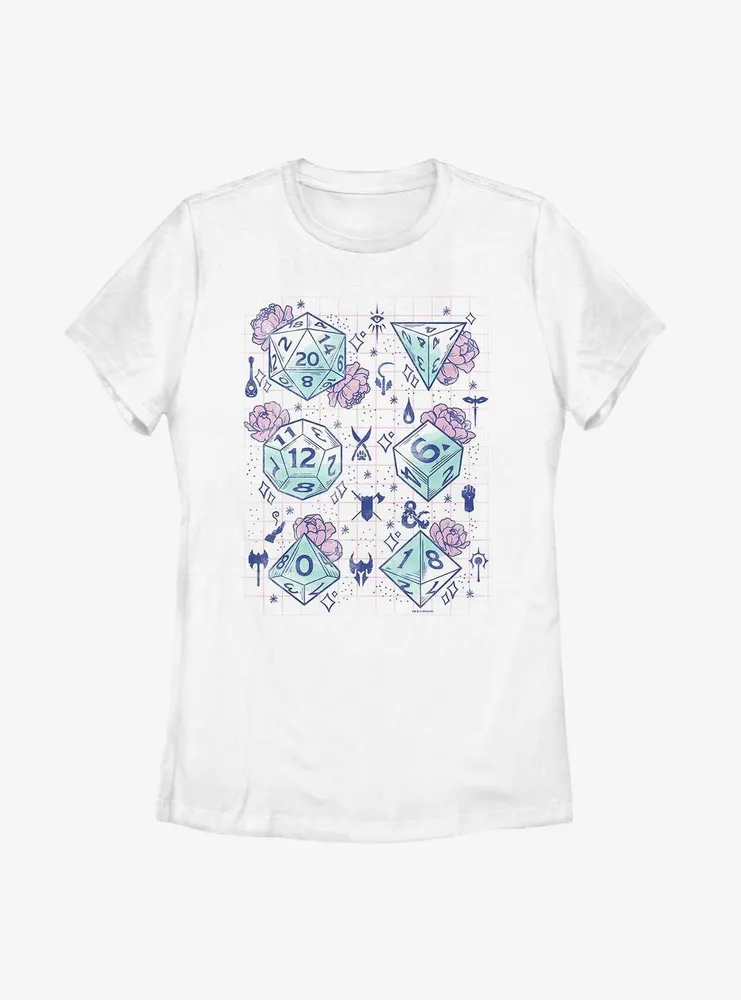 Dungeons & Dragons Floral Dice Womens T-Shirt