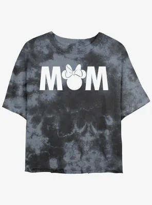 Disney Mickey Mouse Minnie Mom Womens Tie-Dye Crop T-Shirt