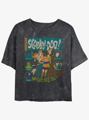 Scooby Doo Mystery Poster Womens Mineral Wash Crop T-Shirt