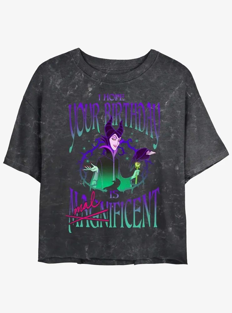 Disney Villains Hope Your Birthday Is Maleficent Womens Mineral Wash Crop T-Shirt