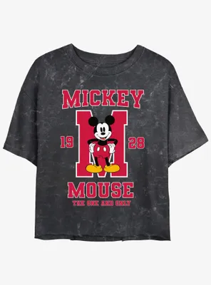 Disney Mickey Mouse The One And Only Womens Mineral Wash Crop T-Shirt