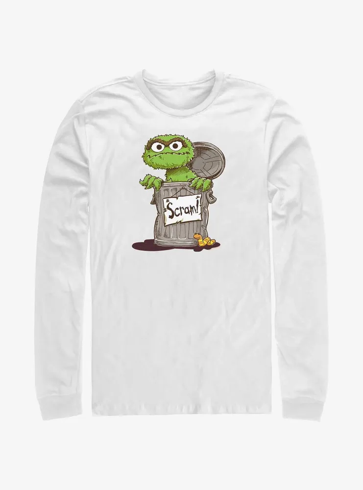 Sesame Street Oscar Scram Sign Long-Sleeve T-Shirt