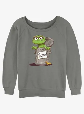 Sesame Street Oscar Scram Sign Womens Slouchy Sweatshirt