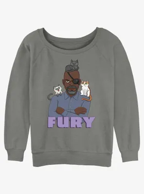 Marvel The Marvels Nick Fury Cats Womens Slouchy Sweatshirt