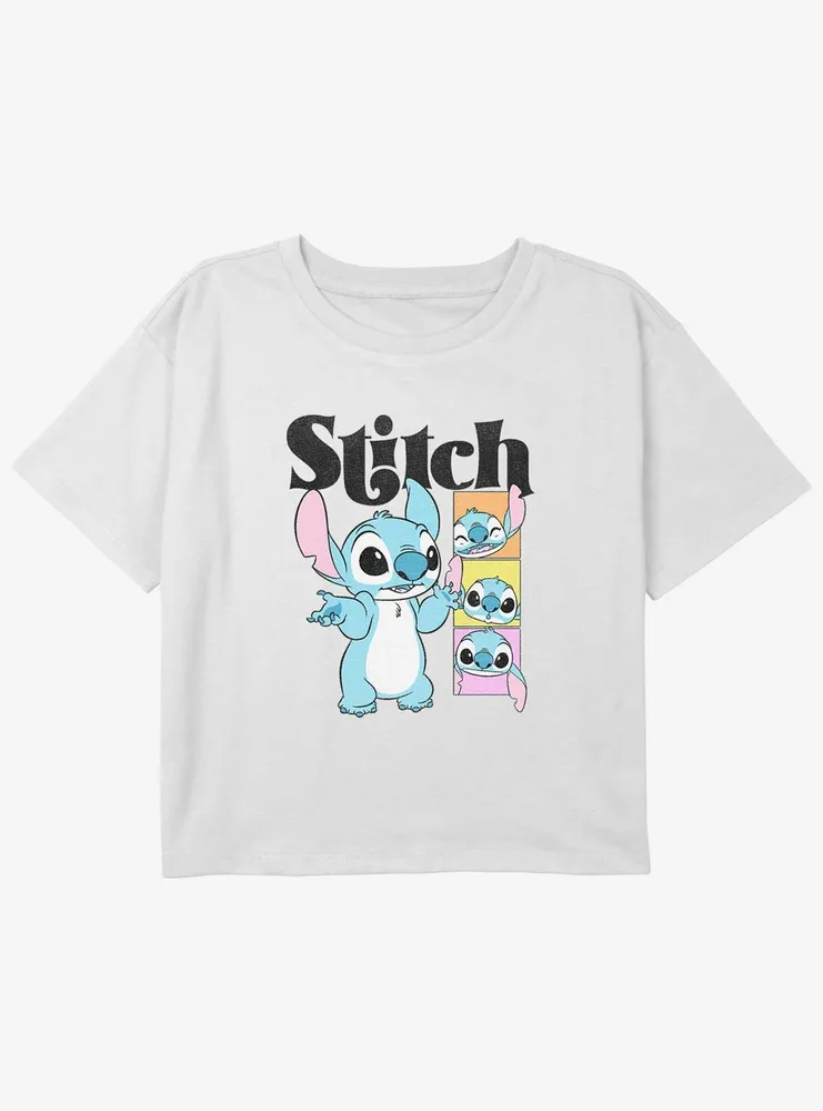 Disney Lilo & Stitch Poses Youth Girls Boxy Crop T-Shirt