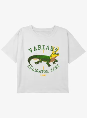 Marvel Loki Variant Alligator Youth Girls Boxy Crop T-Shirt