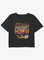 Disney Pixar Cars Lightning McQueen Vintage Youth Girls Boxy Crop T-Shirt