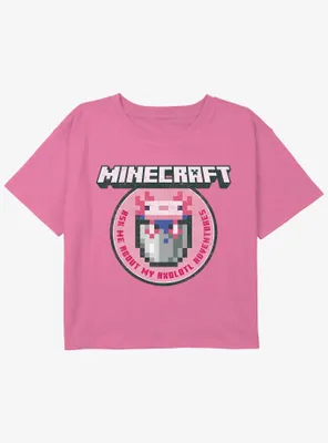 Minecraft Axolotl Adventures Youth Girls Boxy Crop T-Shirt