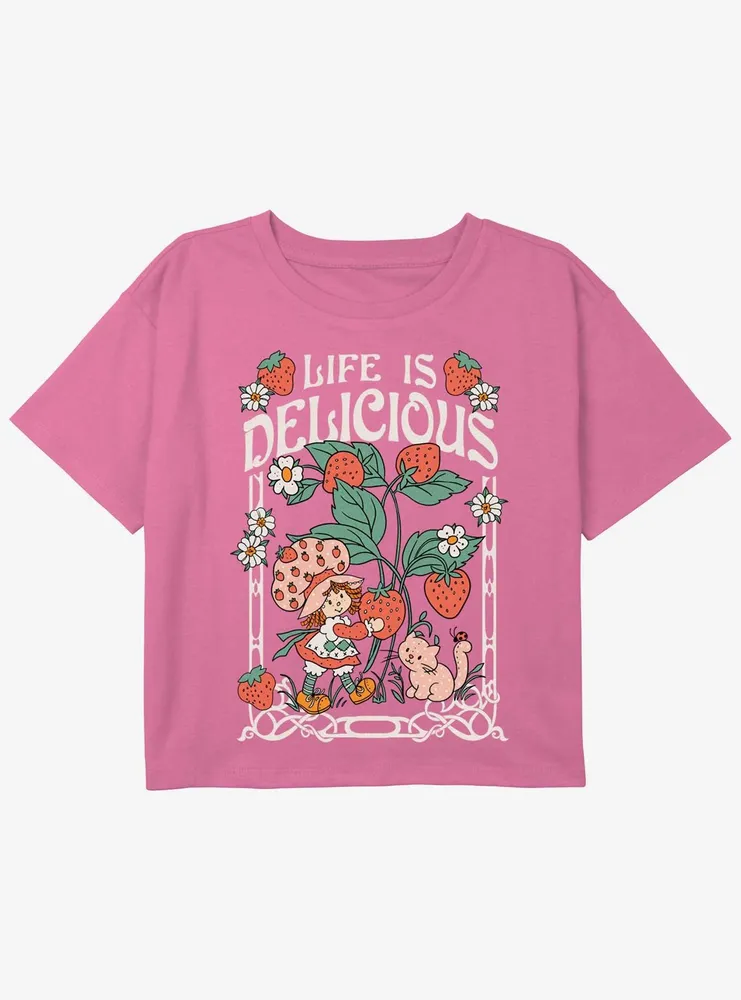 Strawberry Shortcake Life Is Delicious Youth Girls Boxy Crop T-Shirt