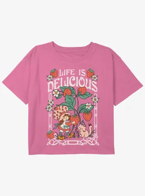 Strawberry Shortcake Life Is Delicious Youth Girls Boxy Crop T-Shirt