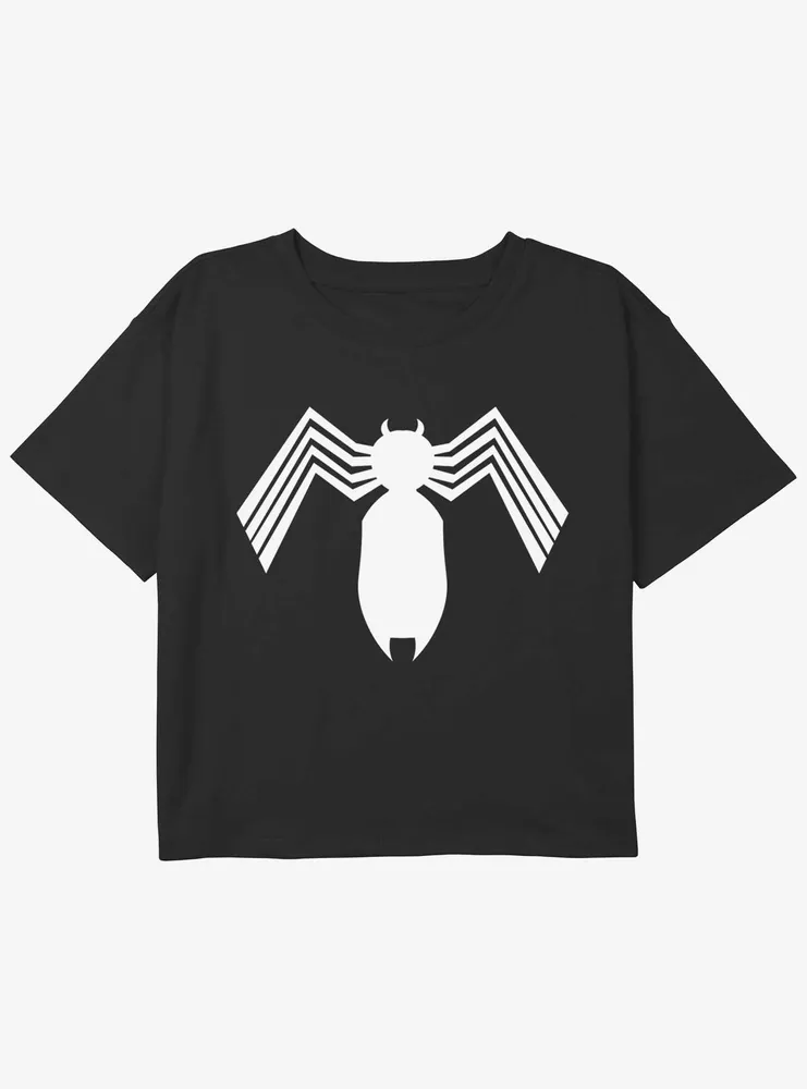 Marvel Spider-Man Symbiote Logo Youth Girls Boxy Crop T-Shirt