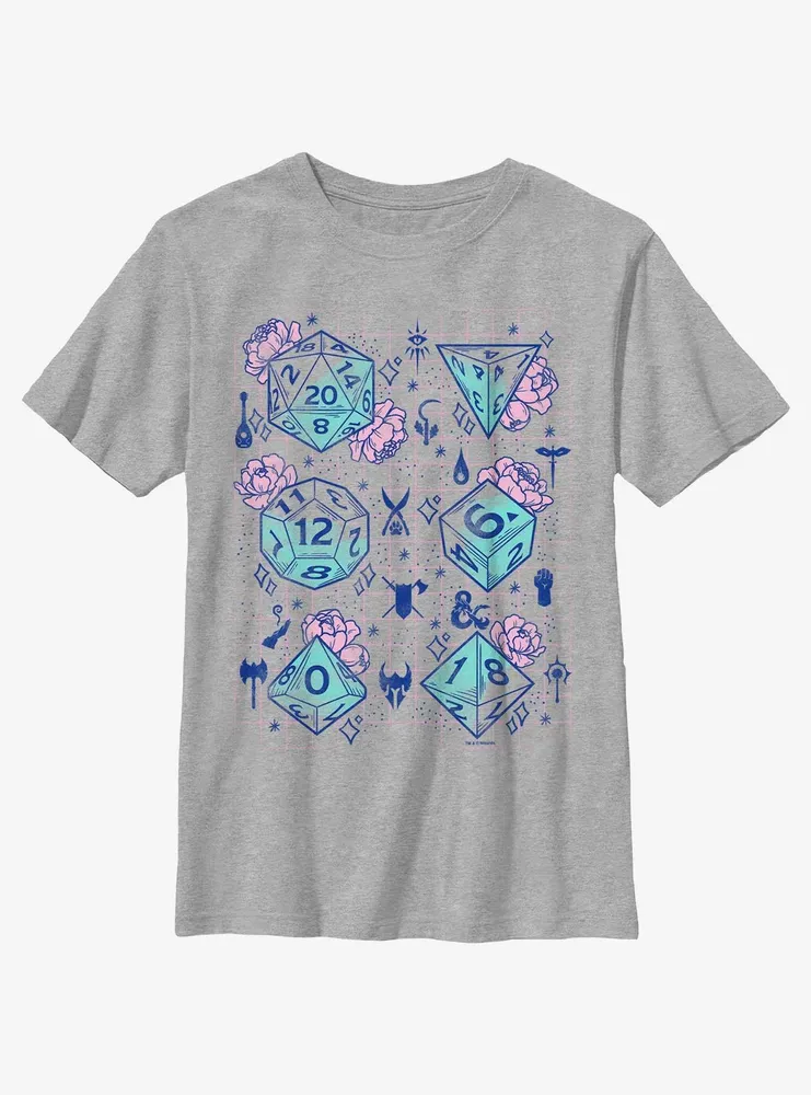 Dungeons & Dragons Floral Dice Youth T-Shirt