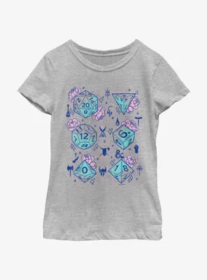 Dungeons & Dragons Floral Dice Youth Girls T-Shirt