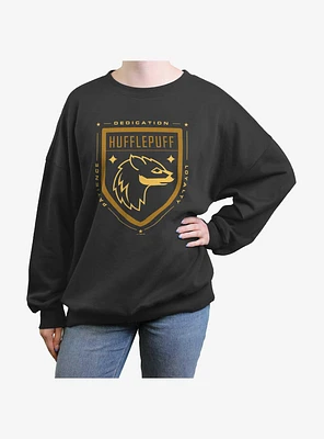 Harry Potter Hufflepuff House Crest Girls Oversized Sweatshirt