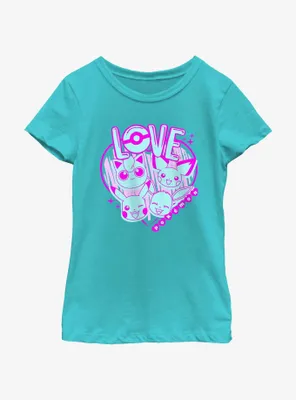 Pokemon Love Neon Youth Girls T-Shirt