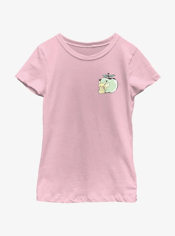 Pokemon Chibi Pikachu Apple Youth Girls T-Shirt