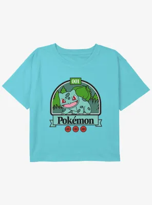 Pokemon Green Bulbasaur Youth Girls Boxy Crop T-Shirt