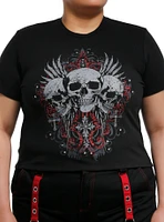 Social Collision Winged Skulls & Rhinestones Girls Baby T-Shirt Plus