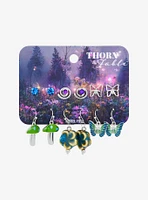 Thorn & Fable Mushroom Butterfly Gem Earring Set