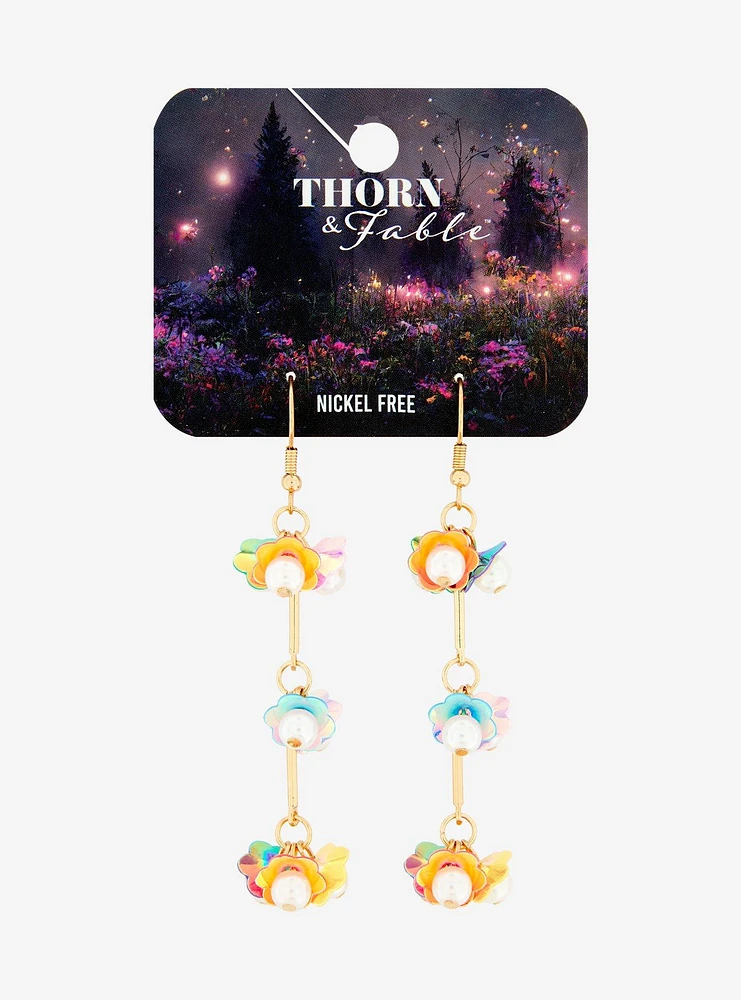 Thorn & Fable Iridescent Lily Drop Earrings