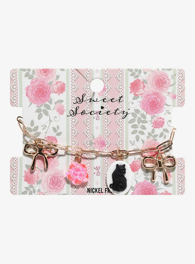 Sweet Society Bow Flower Charm Bracelet