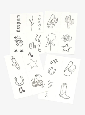 INKED By Dani Disco Cowgirl Temporary Tattoo Set