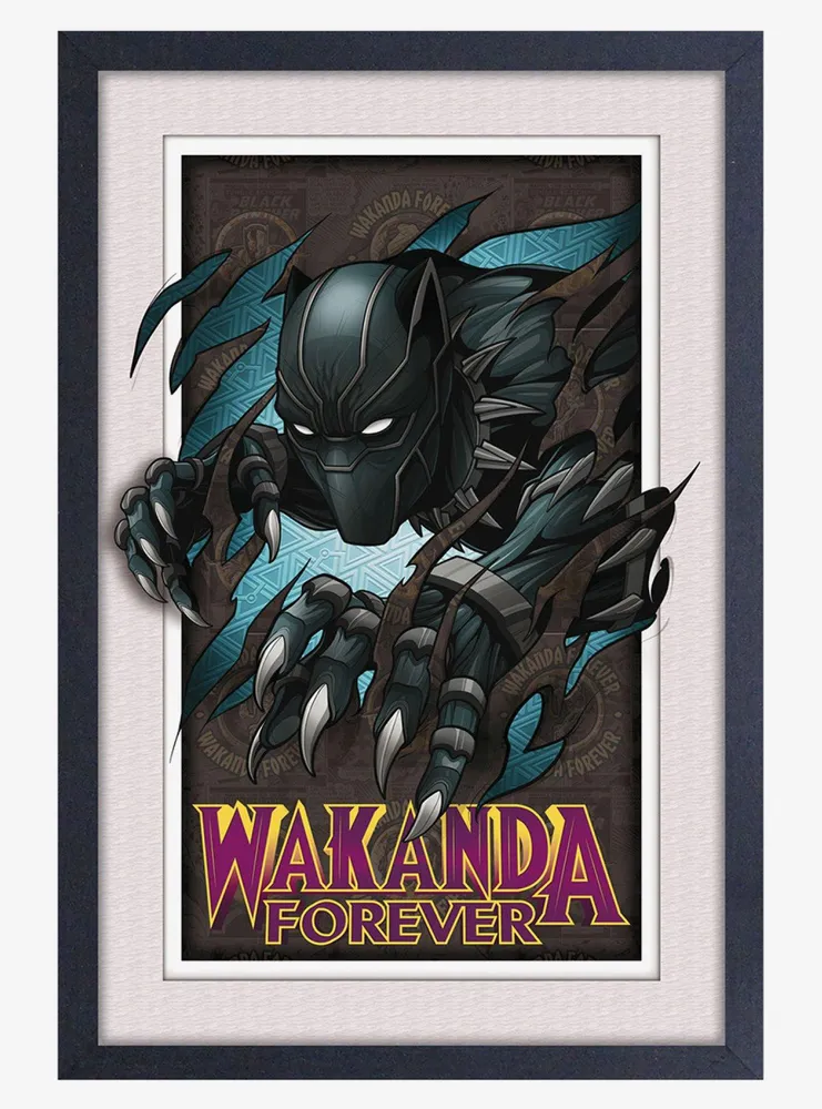 Marvel Black Panther Ripped Faux Matte Under Plexiglass Framed Poster