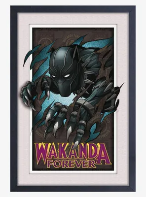 Marvel Black Panther Ripped Faux Matte Under Plexiglass Framed Poster