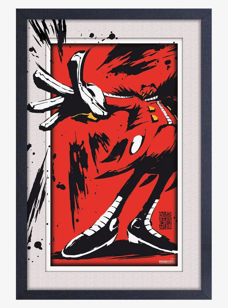 Sonic the Hedgehog Eggman Splatter Faux Matte Under Plexiglass Framed Poster