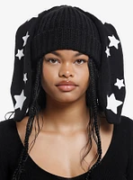 Black & Star Bunny Ear Beanie