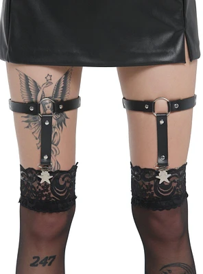 Black O-Ring Star Leg Garter Set