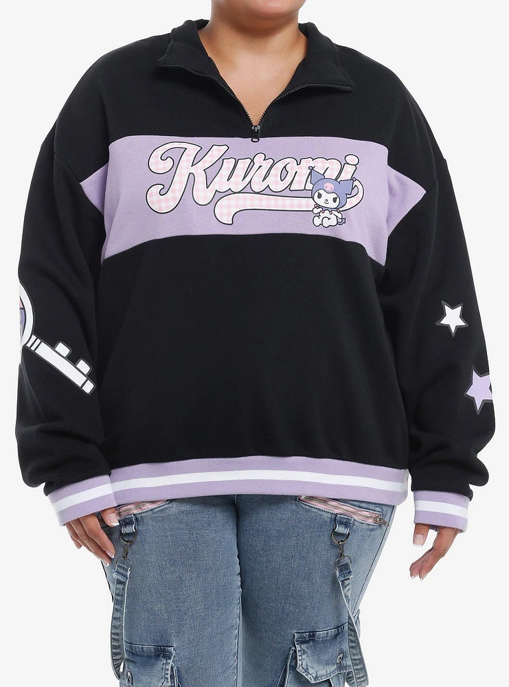 Kuromi Varsity Star Girls Quarter Zip Jacket Plus