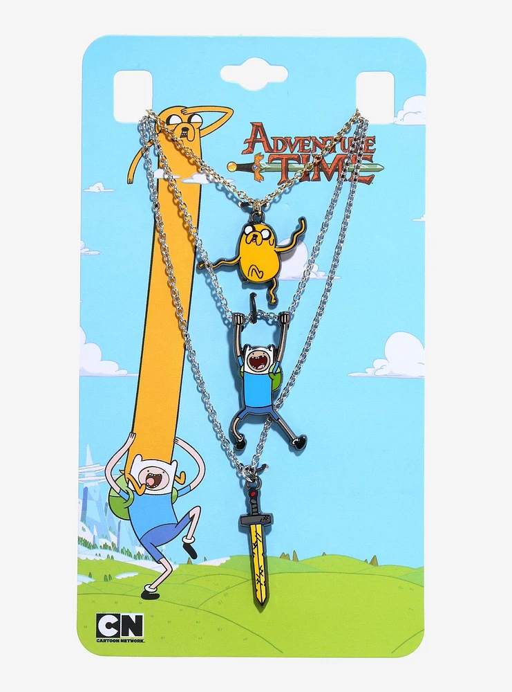 Adventure Time Finn Jake Sword Necklace Set