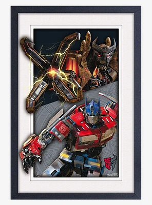 Transformers Battle Faux Matte Under Plexiglass Framed Poster