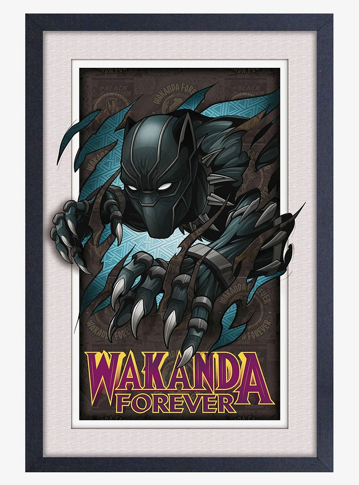 Marvel Black Panther Ripped Faux Matte Under Plexiglass Framed Poster