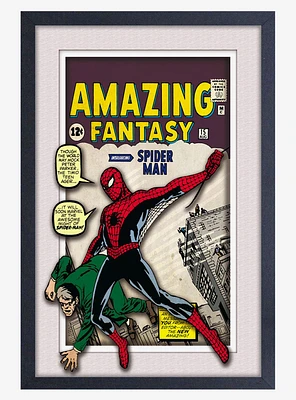 Marvel Spider-Man 1st Comic Faux Matte Under Plexiglass Framed Poster
