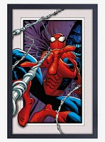 Marvel Spider-Man Swinging Faux Matte Under Plexiglass Framed Poster