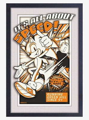 Sonic the Hedgehog All About Speed Faux Matte Under Plexiglass Framed Poster